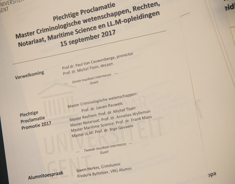 Proclamatie 2016/2017 faculteit Rechtsgeleerdheid
